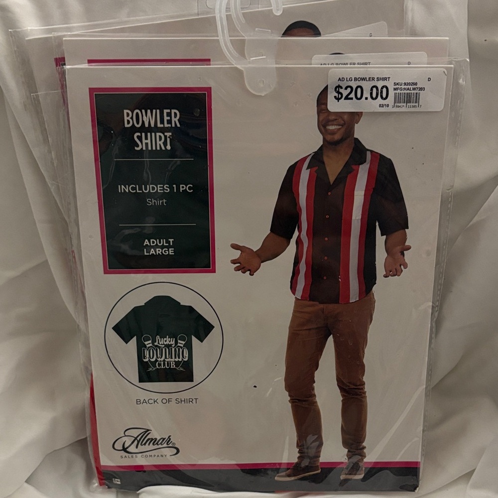 Men's Striped Red and Black bowler costume Shirt